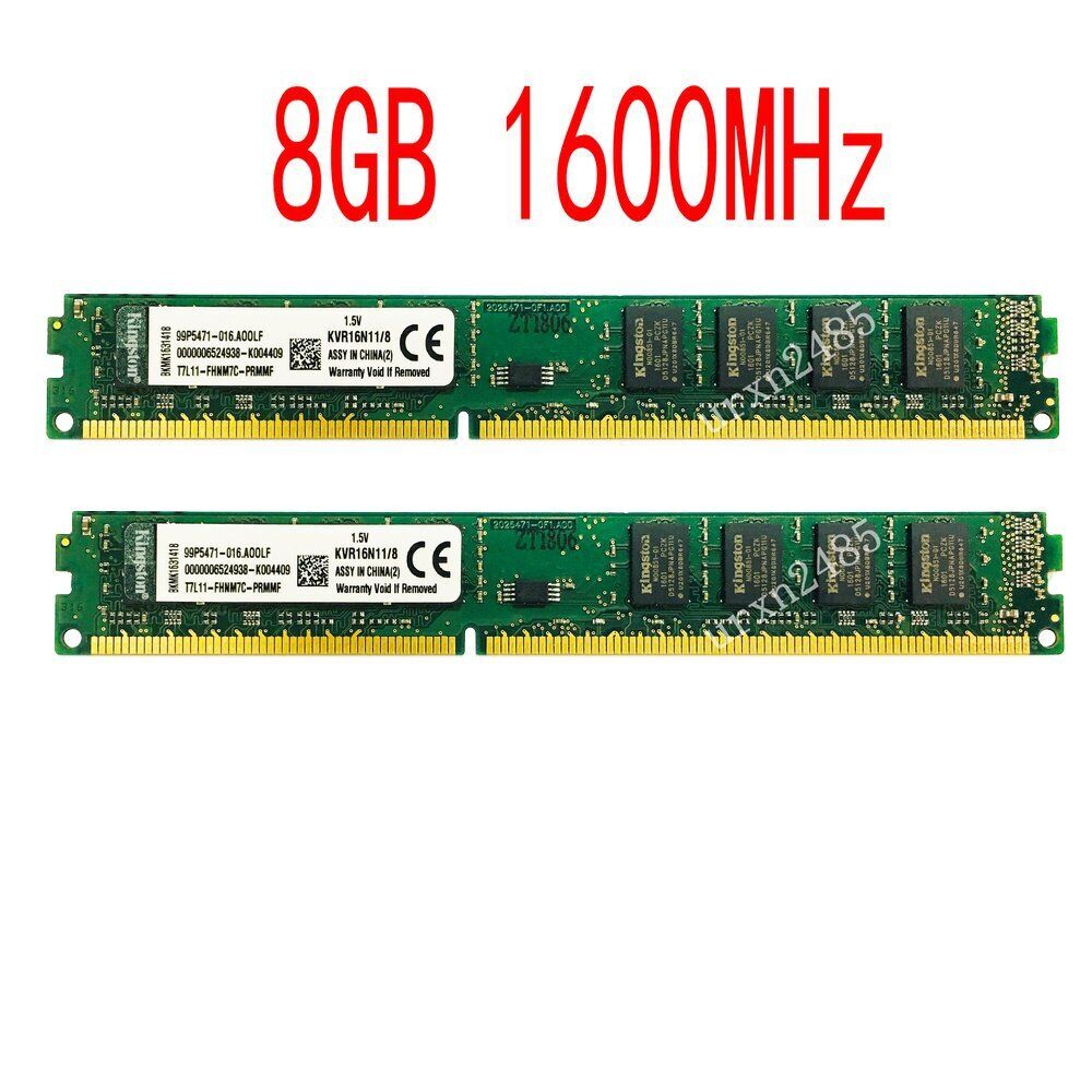 Kingston 16GB Kit 2x 8GB PC3-12800U DDR3 1600MHz KVR16N11/8 Desktop Memory RAM. Available Now for $19.99