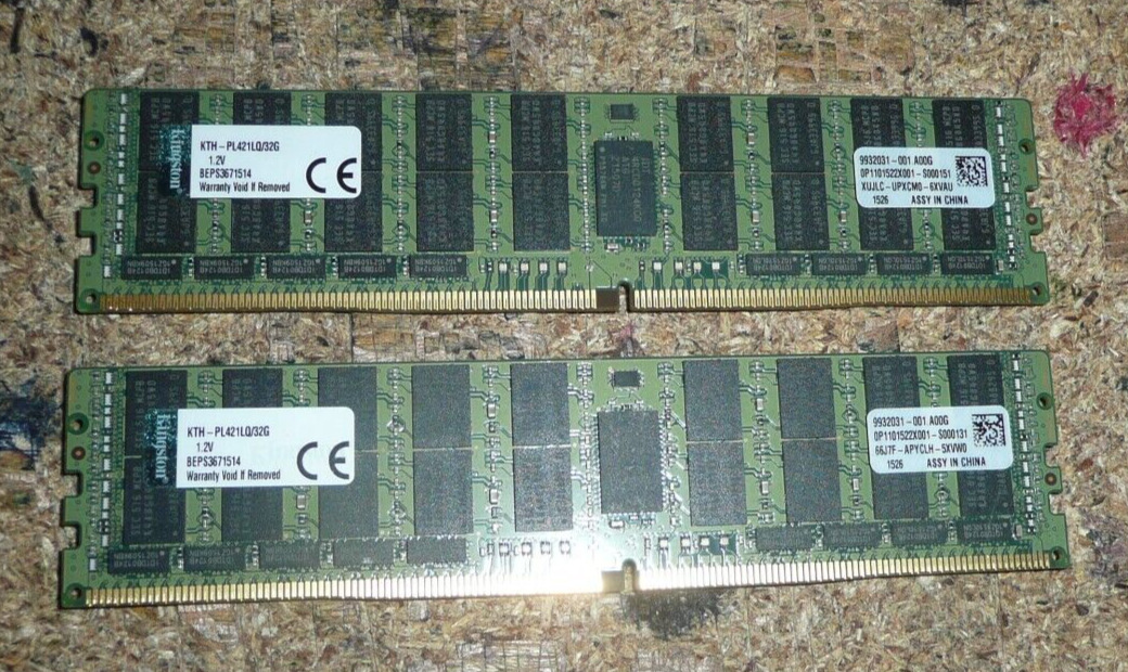 64GB (2x 32GB) Kingston PC4-2133P DDR4 RAM ECC Server Registered KTH-PL421LQ/32G. Available Now for $42.95