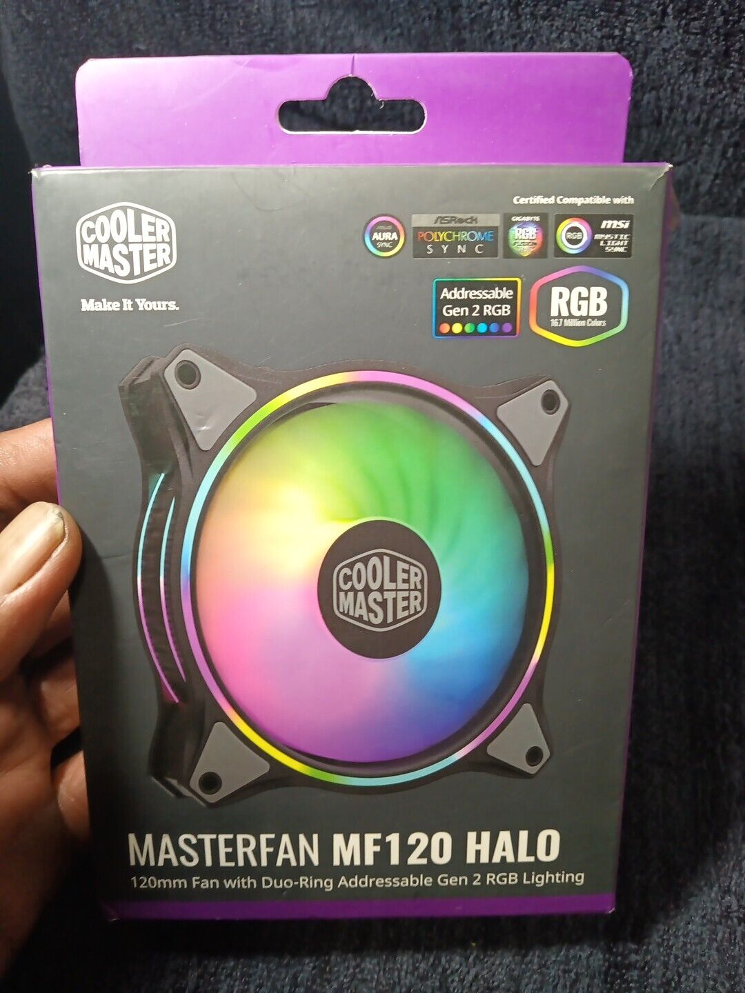 Cooler Master MasterFan MF120 HALO Addressable RGB 120mm Fan Duo-Ring Open Box. Available Now for $17.99