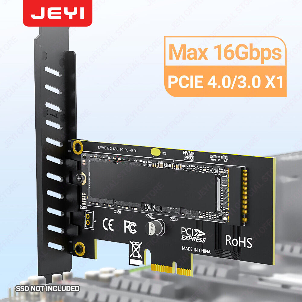 JEYI M.2 NVME SSD to PCIe 4.0 x1 Adapter Card, PCIe 4.0/3.0, up to 16Gbps. Available Now for $6.24