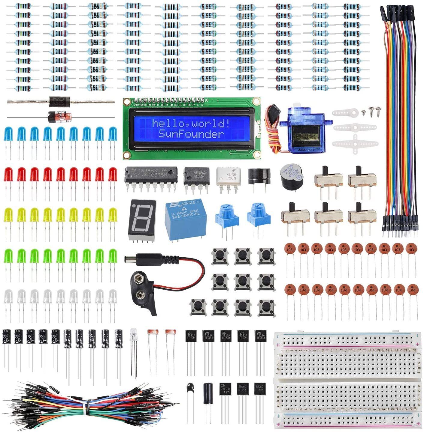 Electronics Fun Kit with 1602 LCD Module, breadboard, LED, Resistor Compatibl.... Available Now for $27.16