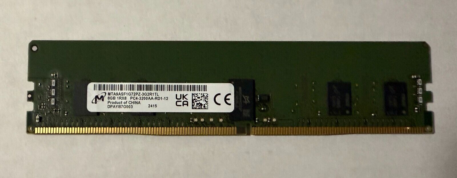 Micron MTA9ASF1G72PZ-3G2R1TL 8GB DDR4-3200 PC4-25600 Registered ECC Memory. Available Now for $9.99