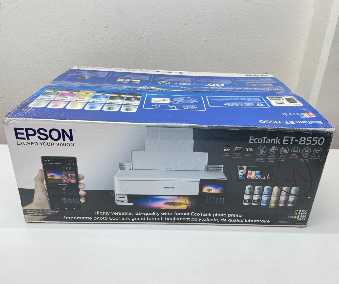 Epson EcoTank ET-8550 AIO Wireles Supertank Printer (LOW PAGE COUNT ~50 PAGE). Available Now for $500.00