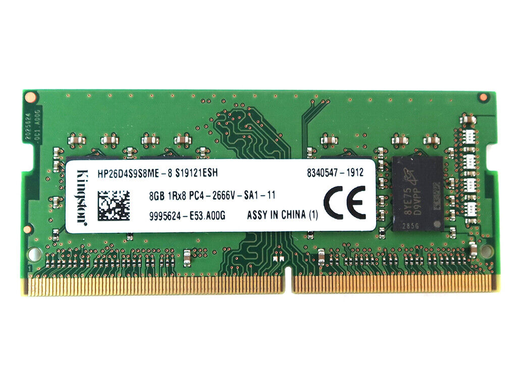 KINGSTON HP26D4S9S8ME-8 8GB DDR4 SODIMM PC4-21300 2666MHZ RAM 9995624-E53.A00G. Available Now for $15.63