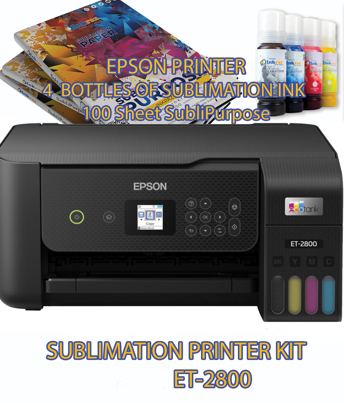 Espon ECOTANK ET 2800 Wireless All-In-One Supertank Color Sublimation Printer. Available Now for $279.99