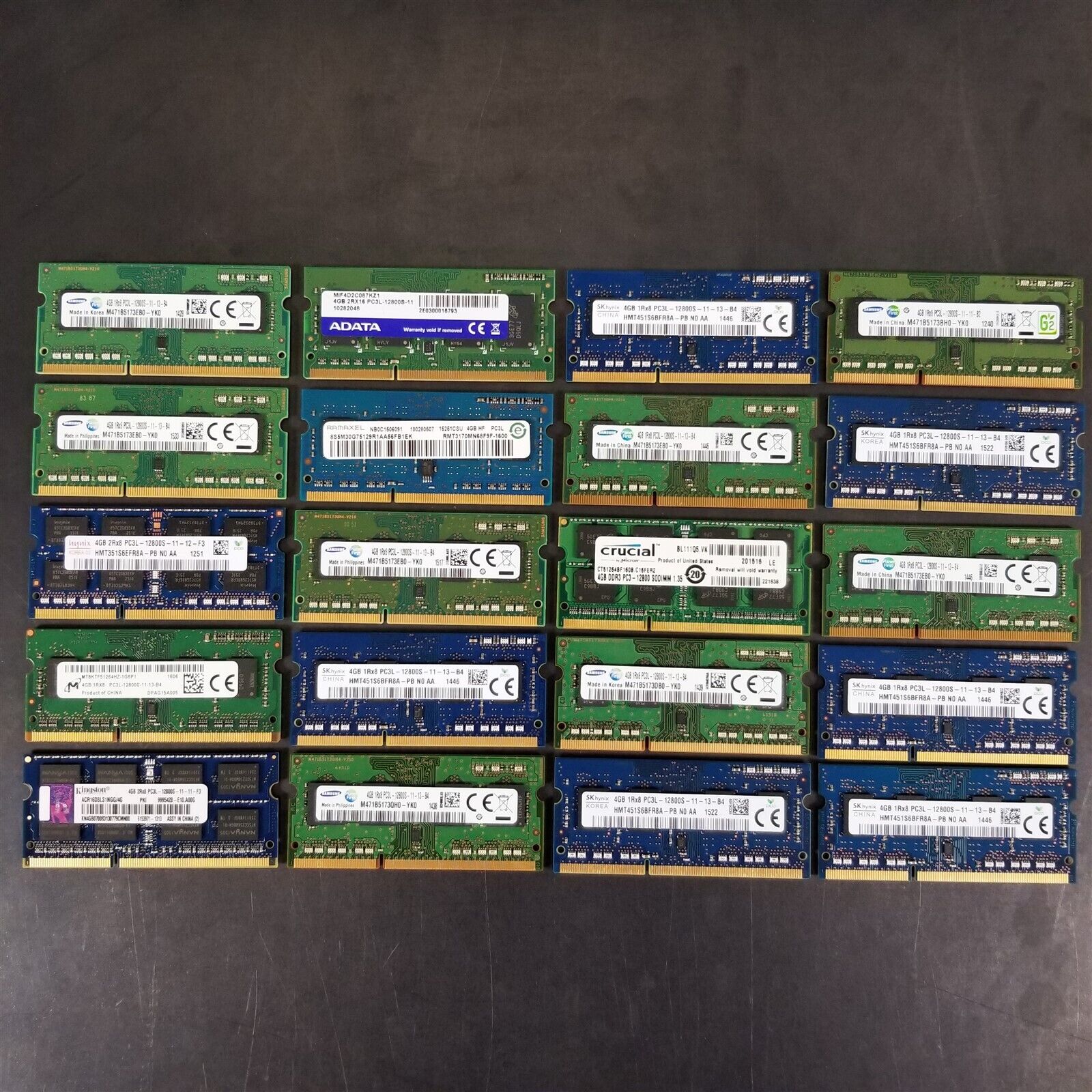 Lot of 20 Mixed Major Brands 4GB PC3L-12800 1600MHz DDR3L Laptop RAM TESTED. Available Now for $27.00