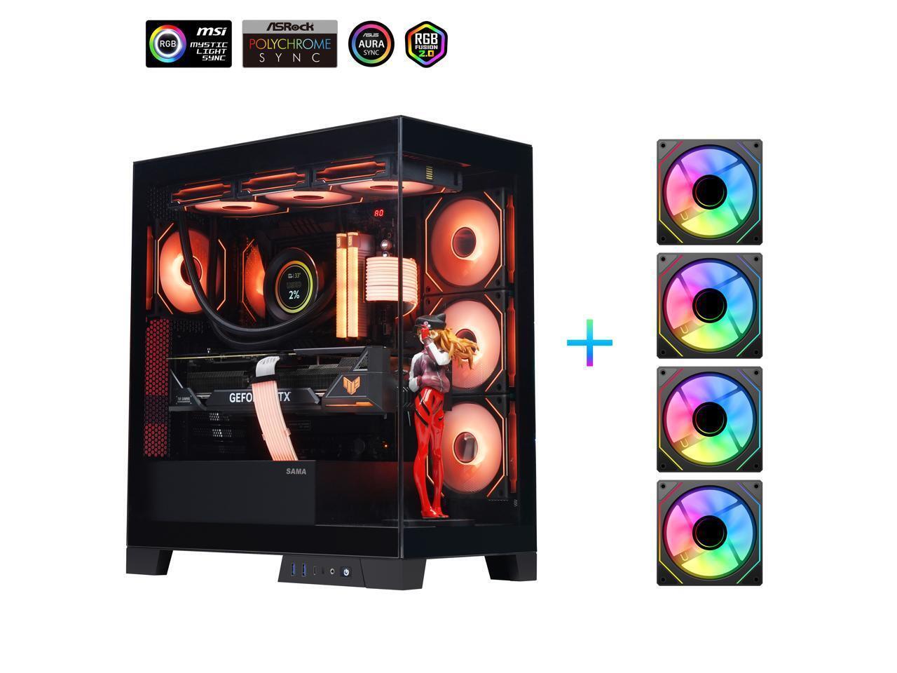 Sama Neview 2351 Black Dual USB3.0 and Type C Tempered Glass ATX Mid Tower Gamin. Available Now for $91.99