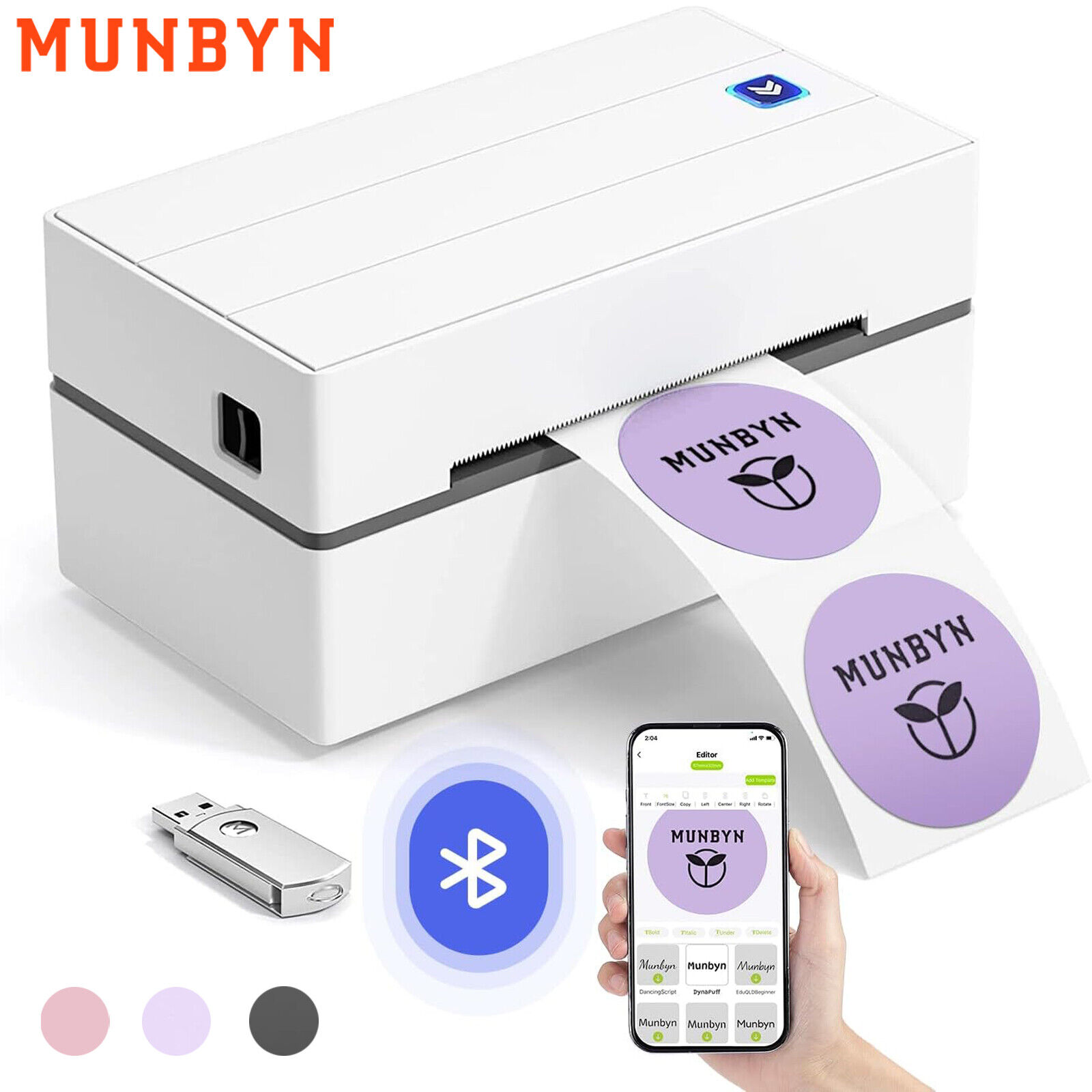 MUNBYN Bluetooth Thermal Label Printer 130B Wireless 4x6 Shipping Label Printer. Available Now for $65.99