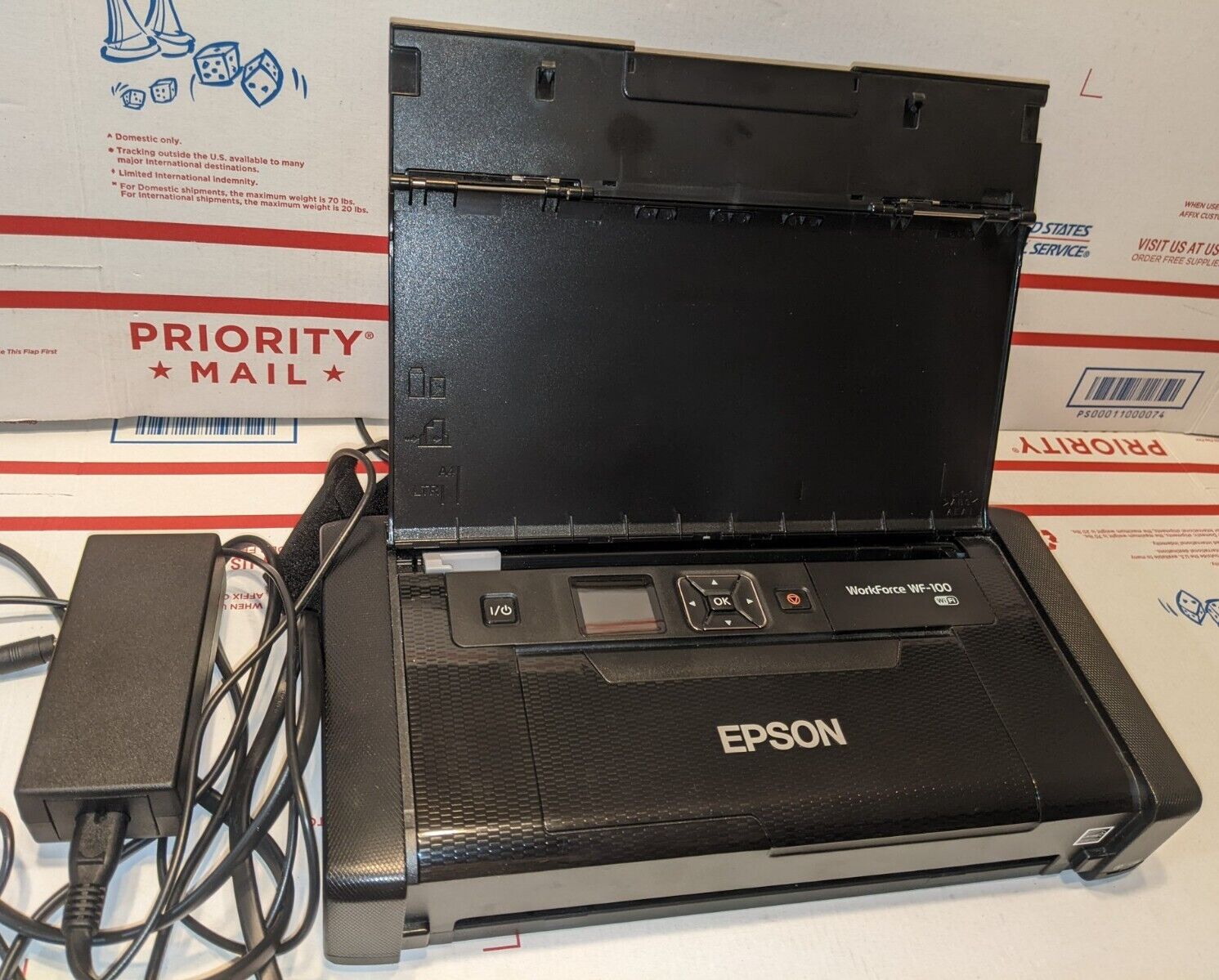 Epson WIFI WorkForce WF-100 Mobile Wireless Printer w/ Power Adapter Tested. Available Now for $54.95