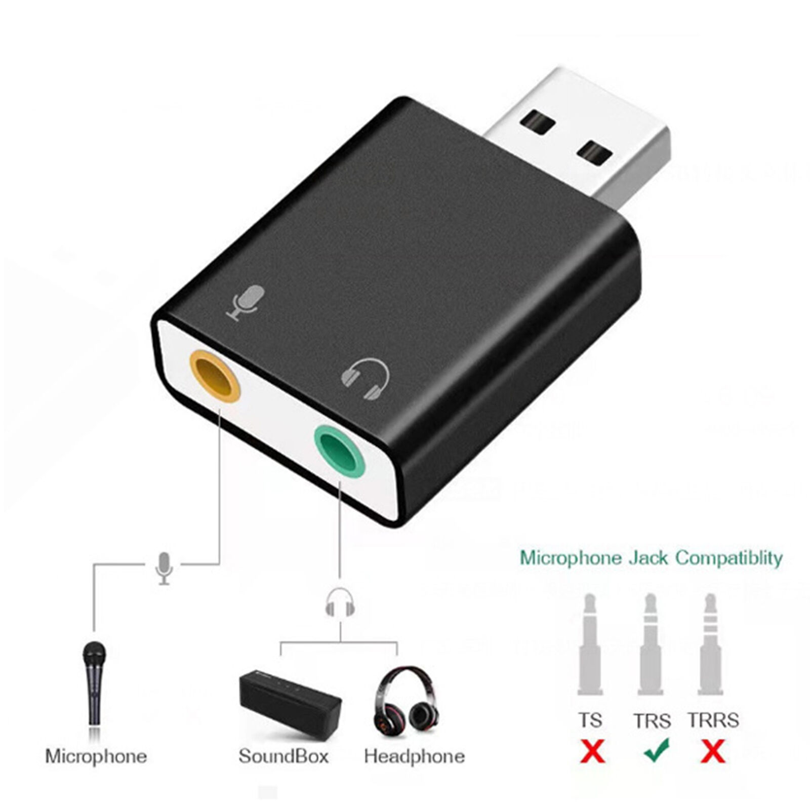 USB Sound Card Adapter USB 3.5MM Audio Aapter Headphone Microphone Adapter. Available Now for $8.95