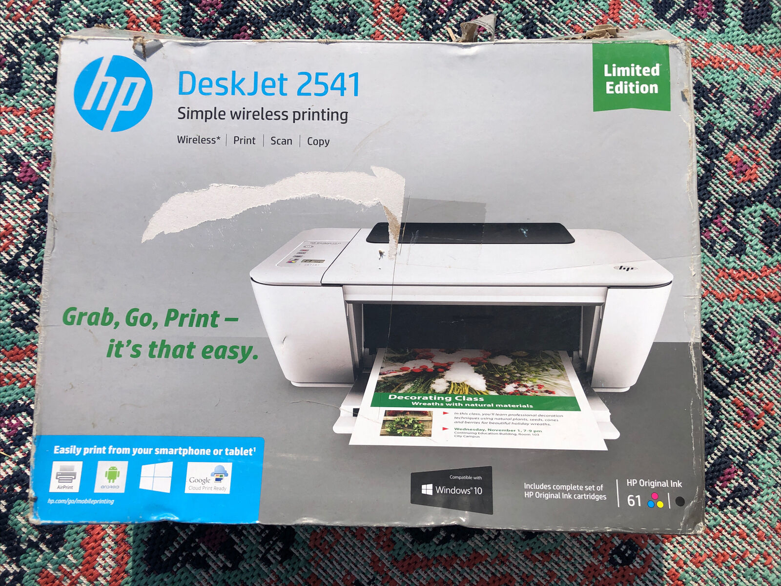 HP Deskjet 2541 All-In-One Inkjet Printer Brand New, Open Box, NO INK!. Available Now for $34.99