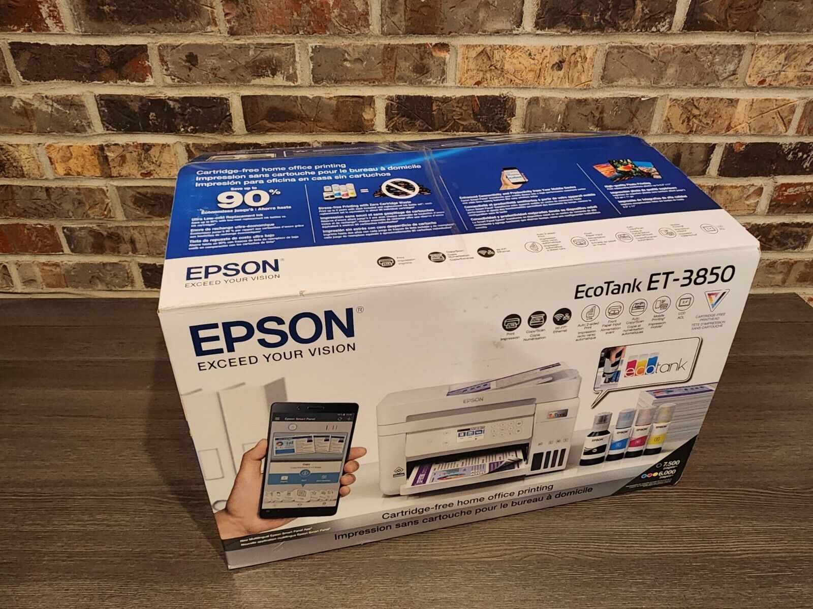 Epson EcoTank ET-3850 Color Inkjet All-In-One Printer White 300 Page Count. Available Now for $182.75